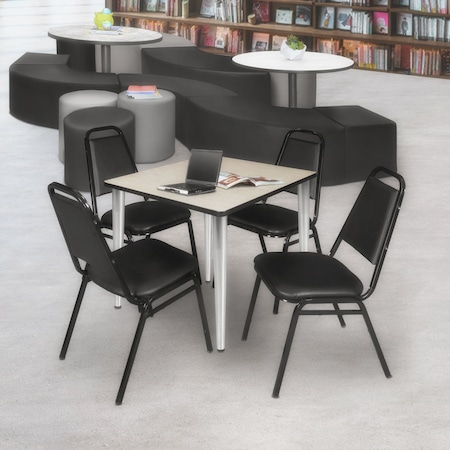 Regency Kahlo Square Table & Chair Sets, 30 W, 30 L, 29 H, Wood, Metal, Vinyl Top, Maple TPL3030PLCM29BK